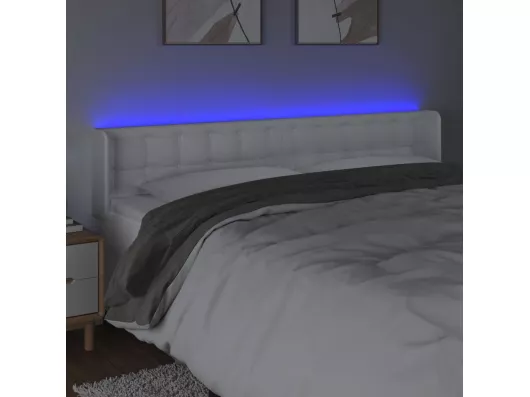 Kauf Unique LED Kopfteil Weiß 183x16x78/88 cm Kunstleder Exklusivangebot