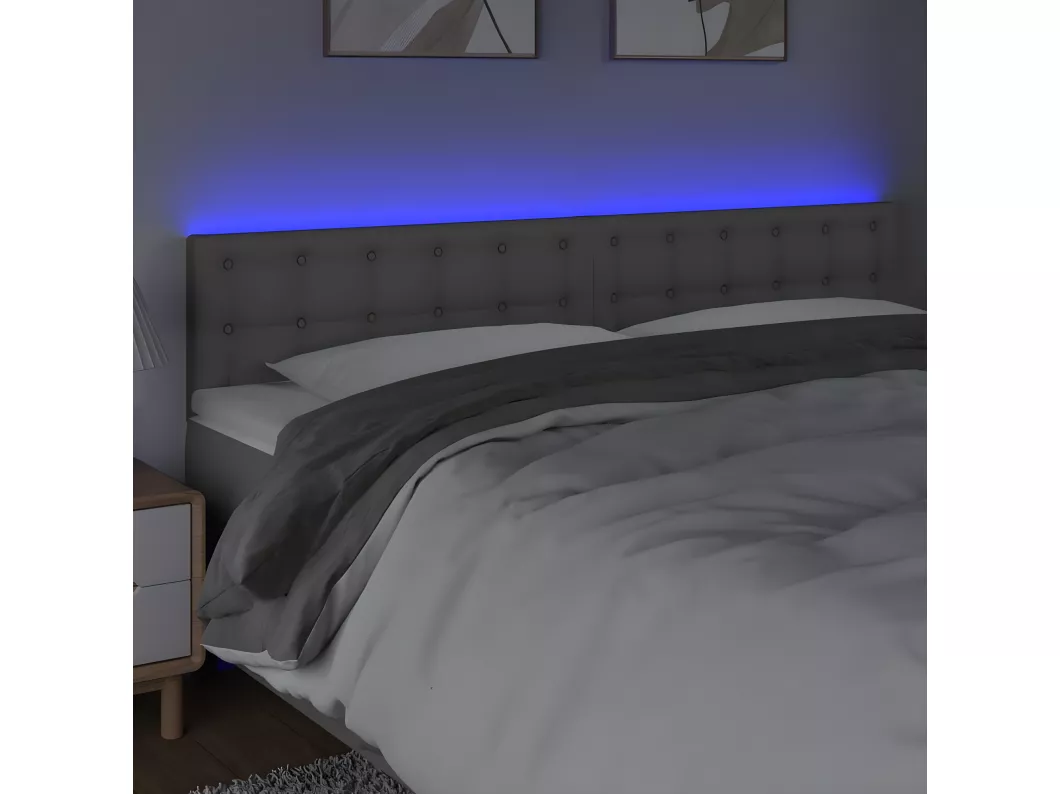Kauf Unique LED Kopfteil Grau 180x5x78/88 cm Kunstleder Preisnachlass