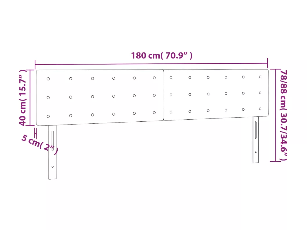 Kauf Unique LED Kopfteil Grau 180x5x78/88 cm Kunstleder Preisnachlass