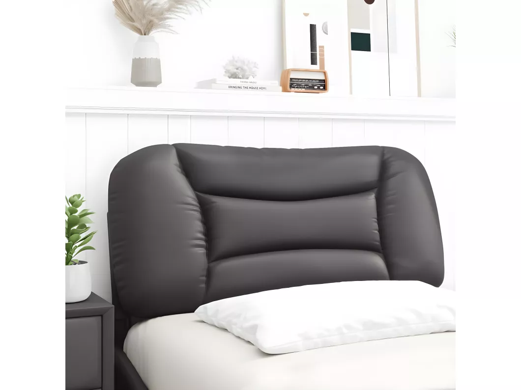 Kauf Unique Kopfteil-Kissen Grau 90 cm Kunstleder Black Friday
