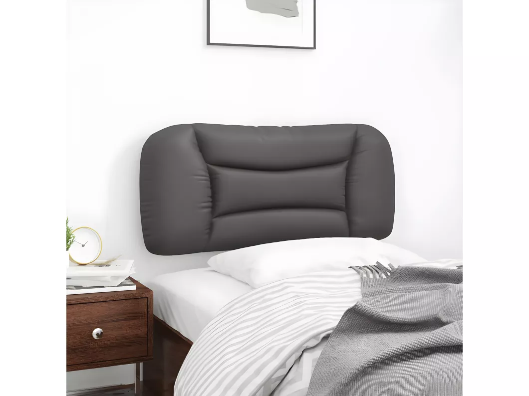 Kauf Unique Kopfteil-Kissen Grau 90 cm Kunstleder Black Friday