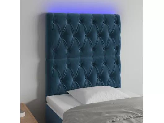 Kauf Unique LED Kopfteil Dunkelblau 80x7x118/128 cm Samt Weihnachtsangebot