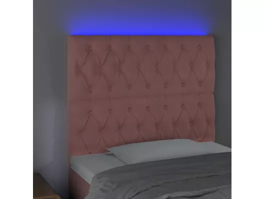 Kauf Unique LED Kopfteil Rosa 100x7x118/128 cm Samt Exklusive Angebote