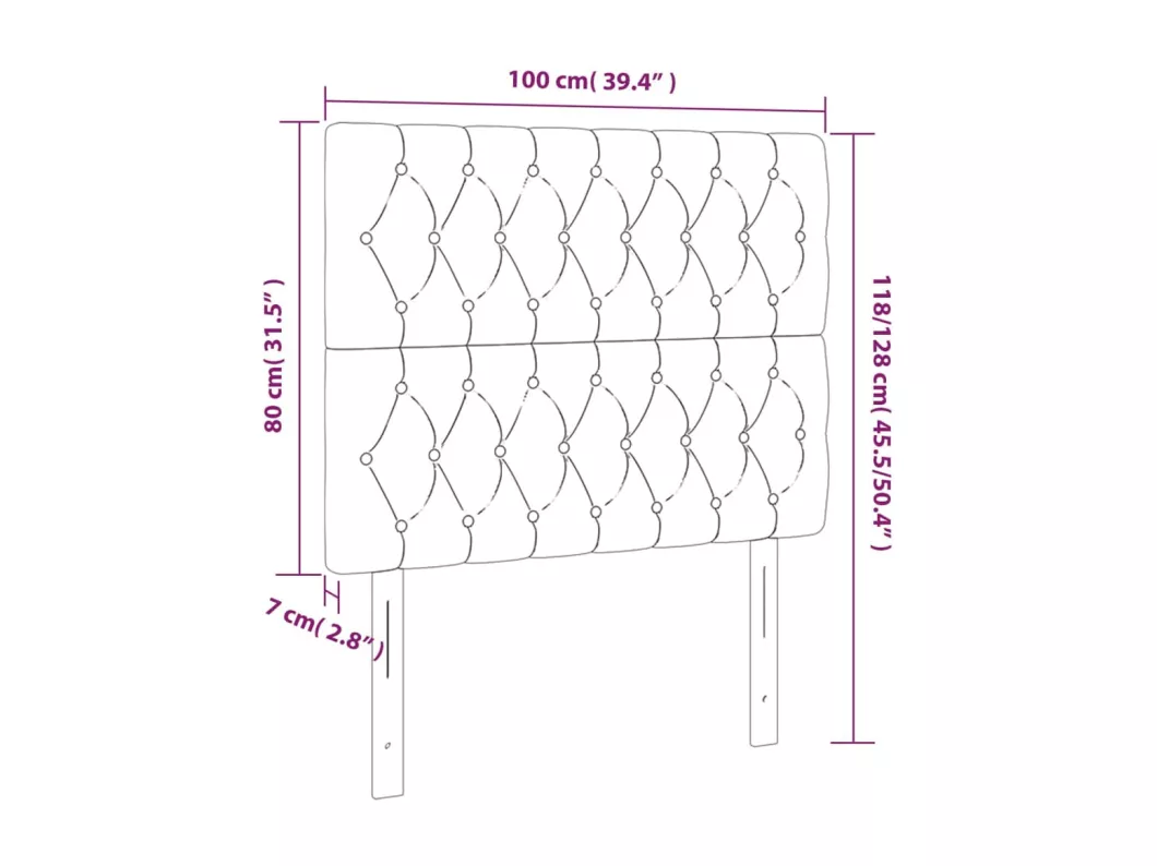 Kauf Unique LED Kopfteil Rosa 100x7x118/128 cm Samt Exklusive Angebote