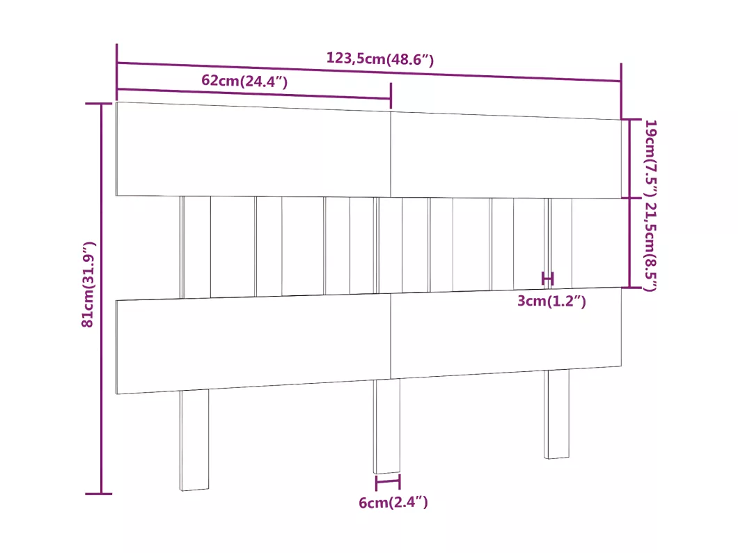 Kauf Unique Kopfteil 123,5x3x81 cm Massivholz Kiefer Bestseller