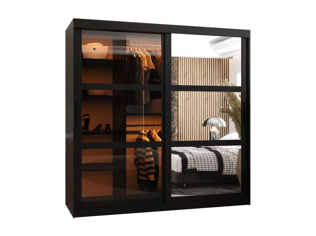Kauf Unique SCHWEBETÜRENSCHRANK DOME 2 200/180/62 2-türig (Schwarz)