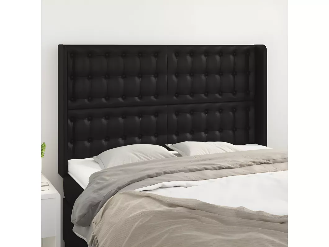 Kauf Unique Kopfteil mit Ohren Schwarz 147x16x118/128 cm Kunstleder