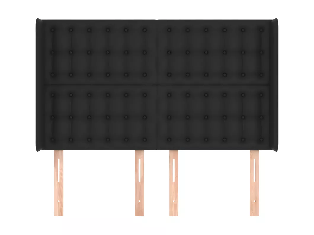 Kauf Unique Kopfteil mit Ohren Schwarz 147x16x118/128 cm Kunstleder JETZT KAUFEN