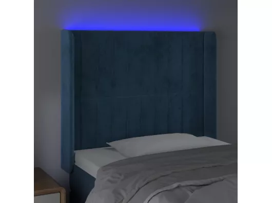 Kauf Unique LED Kopfteil Dunkelblau 103x16x118/128 cm Samt Bis zu 60% Rabatt