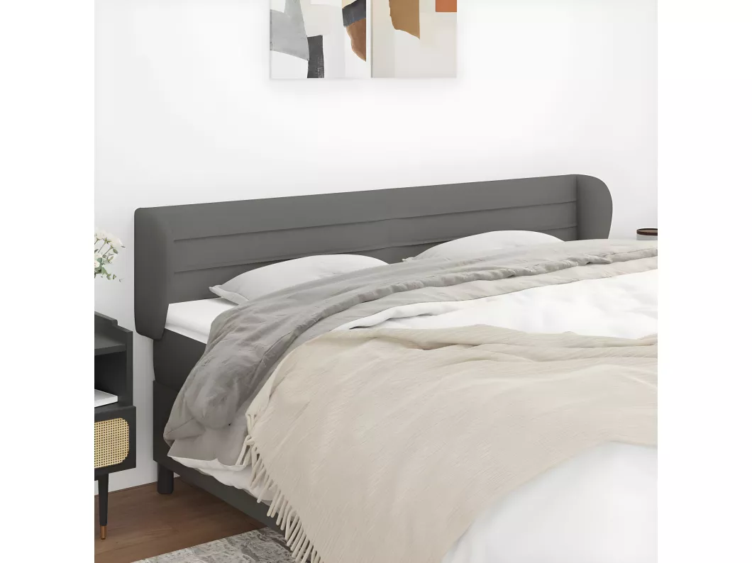 Kauf Unique Kopfteil mit Ohren Dunkelgrau 203x23x78/88 cm Stoff