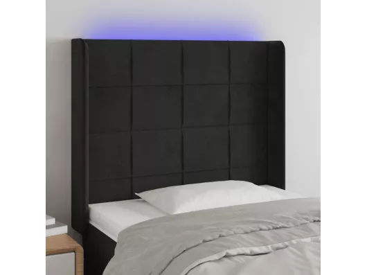Kauf Unique LED Kopfteil Schwarz 93x16x118/128 cm Samt