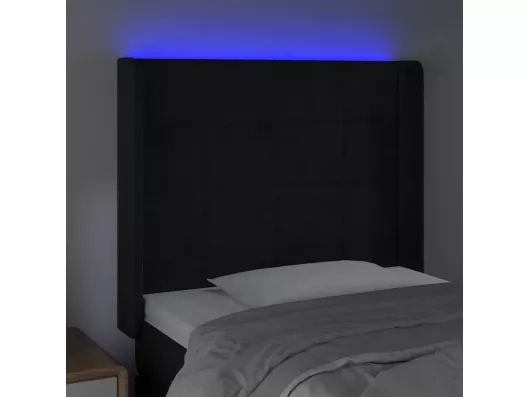 Kauf Unique LED Kopfteil Schwarz 93x16x118/128 cm Samt Nur für heute