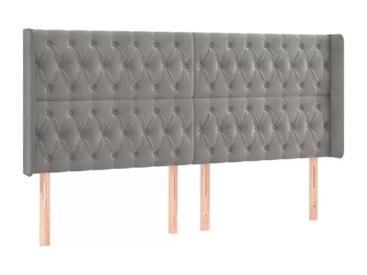 Kauf Unique LED Kopfteil Hellgrau 183x16x118/128 cm Samt Bis zu 55% Rabatt