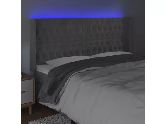 Kauf Unique LED Kopfteil Hellgrau 183x16x118/128 cm Samt Bis zu 55% Rabatt