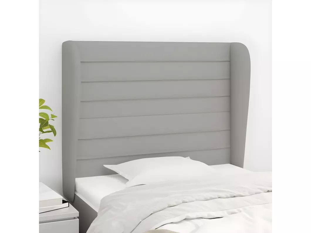 Kauf Unique Kopfteil mit Ohren Hellgrau 83x23x118/128 cm Stoff