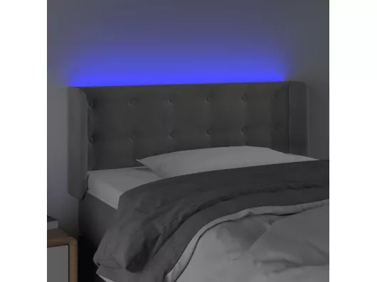 Kauf Unique LED Kopfteil Hellgrau 93x16x78/88 cm Samt Im Verkauf