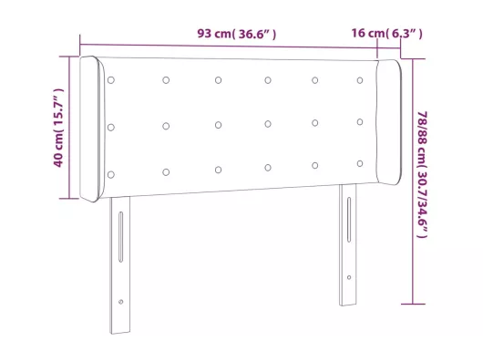 Kauf Unique LED Kopfteil Hellgrau 93x16x78/88 cm Samt Im Verkauf