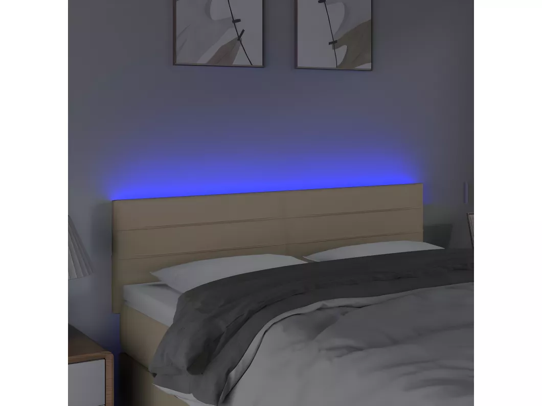 Kauf Unique LED Kopfteil Creme 144x5x78/88 cm Stoff Online