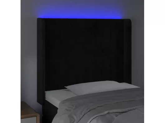 Kauf Unique LED Kopfteil Schwarz 103x16x118/128 cm Samt Schlussverkauf