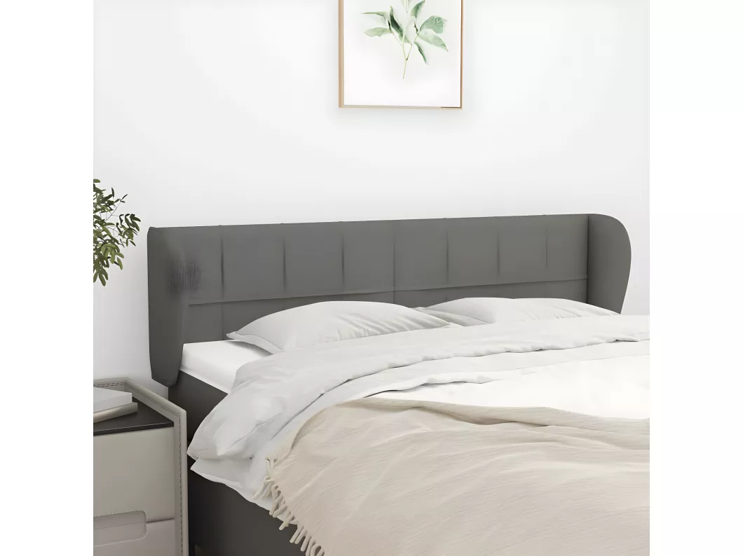 Kauf Unique Kopfteil mit Ohren Dunkelgrau 147x23x78/88 cm Stoff