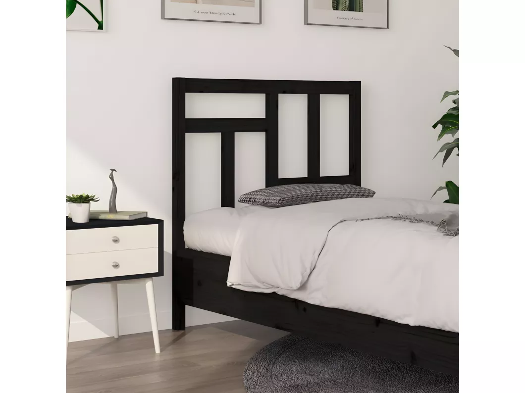 Kauf Unique Kopfteil Schwarz 80,5x4x100 cm Massivholz Kiefer Blitzverkäufe