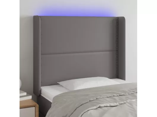 Kauf Unique LED Kopfteil Grau 83x16x118/128 cm Kunstleder Kostenloser Versand