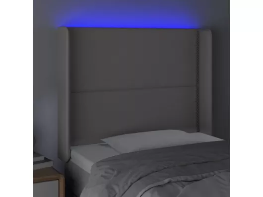 Kauf Unique LED Kopfteil Grau 83x16x118/128 cm Kunstleder Kostenloser Versand