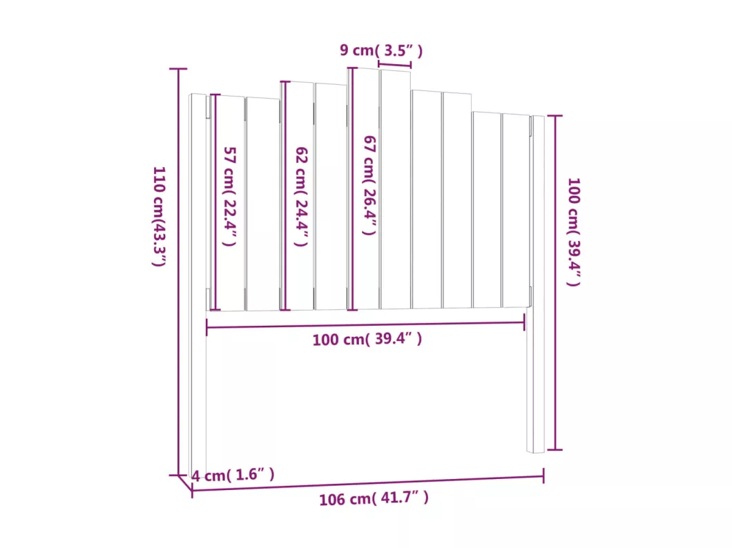 Kauf Unique Kopfteil Schwarz 106x4x110 cm Massivholz Kiefer Online Shopping