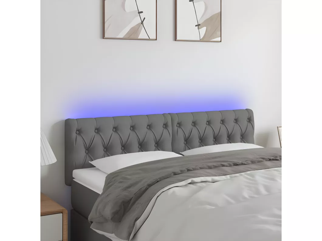 Kauf Unique LED Kopfteil Dunkelgrau 144x7x78/88 cm Stoff