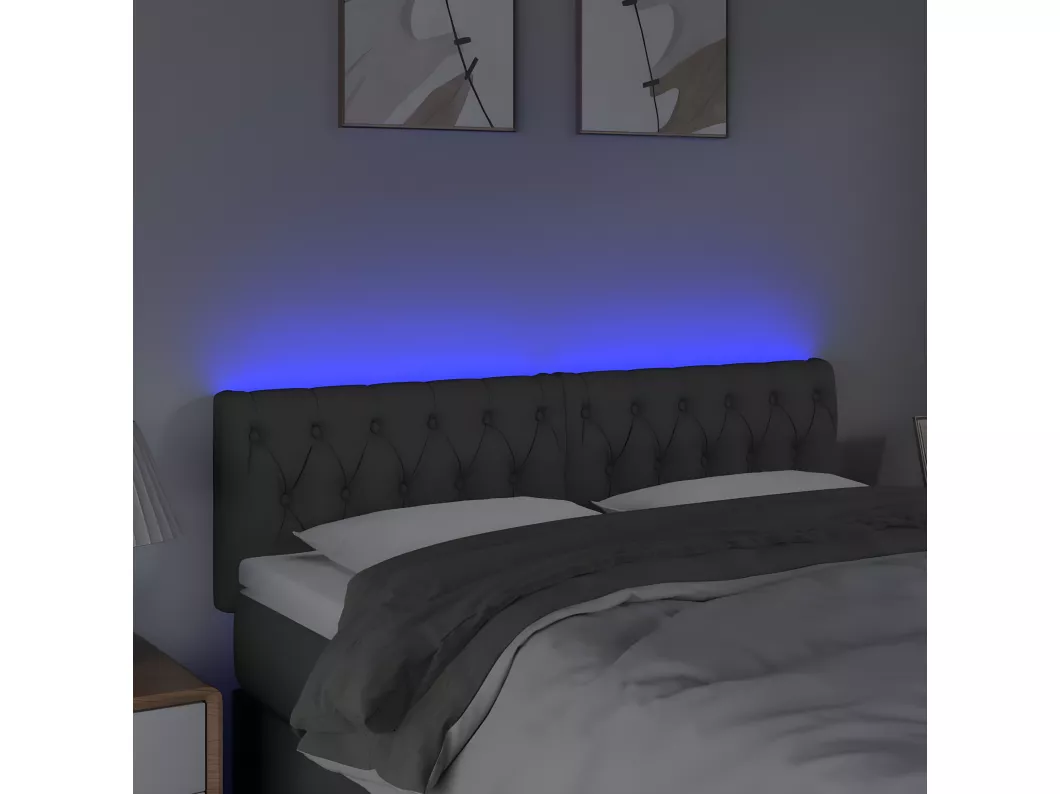 Kauf Unique LED Kopfteil Dunkelgrau 144x7x78/88 cm Stoff Preisnachlass