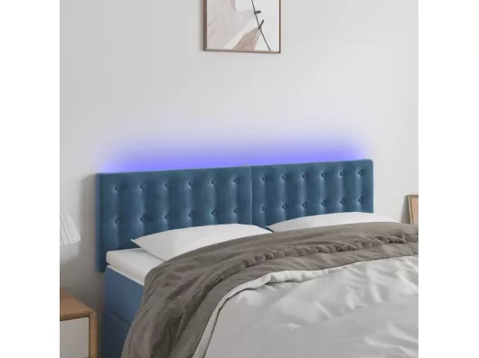 Kauf Unique LED Kopfteil Dunkelblau 144x5x78/88 cm Samt