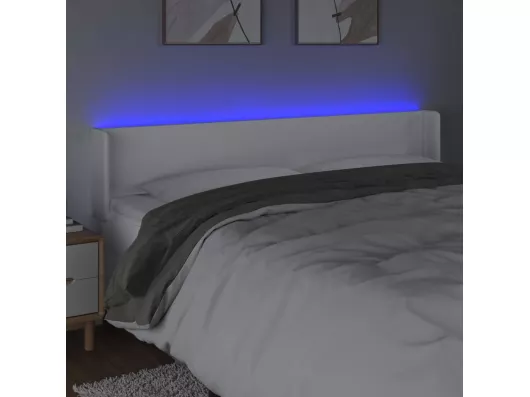 Kauf Unique LED Kopfteil Weiß 163x16x78/88 cm Kunstleder Vatertagsangebot