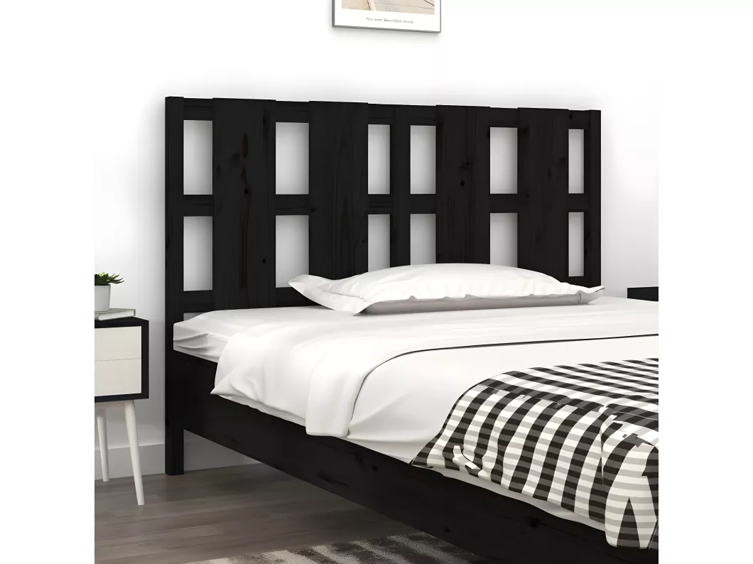 Kauf Unique Bett-Kopfteil Schwarz 125,5x4x100 cm Massivholz Kiefer