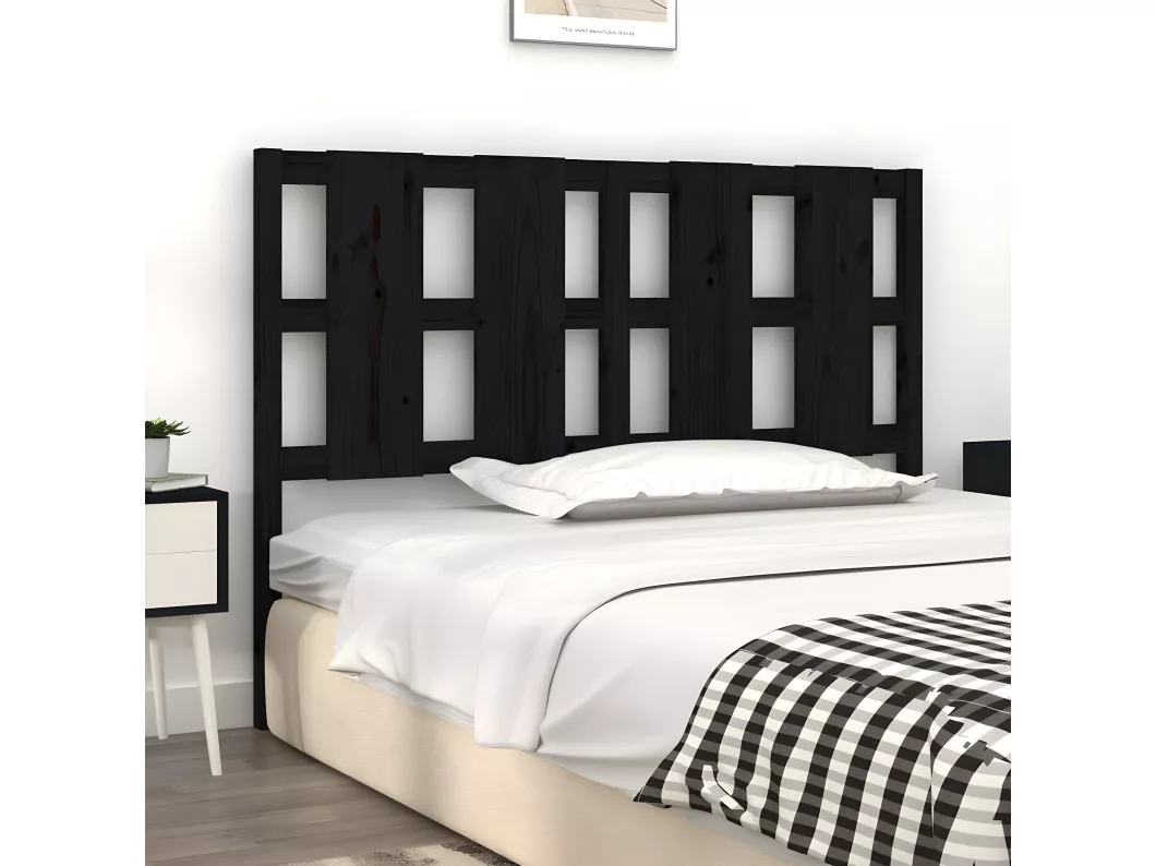 Kauf Unique Bett-Kopfteil Schwarz 125,5x4x100 cm Massivholz Kiefer Top Angebot