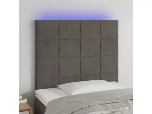 Kauf Unique LED Kopfteil Dunkelgrau 90x5x118/128 cm Samt Zeitlich begrenztes Angebot