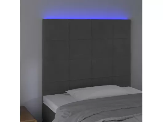 Kauf Unique LED Kopfteil Dunkelgrau 90x5x118/128 cm Samt Zeitlich begrenztes Angebot