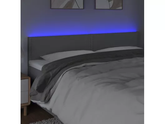 Kauf Unique LED Kopfteil Hellgrau 200x5x78/88 cm Stoff JETZT KAUFEN
