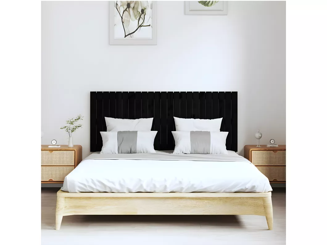 Kauf Unique Wand-Kopfteil Schwarz 147x3x60 cm Massivholz Kiefer Nur für heute