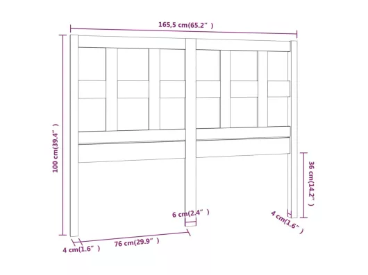 Kauf Unique Kopfteil Grau 165,5x4x100 cm Massivholz Kiefer Sonderangebot der Fabrik