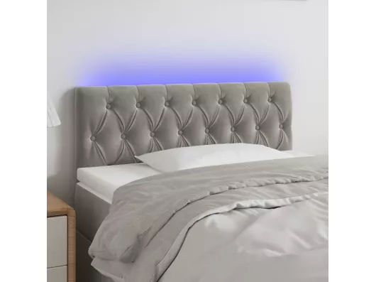 Kauf Unique LED Kopfteil Hellgrau 90x7x78/88 cm Samt