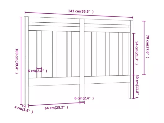 Kauf Unique Kopfteil Grau 141x4x100 cm Massivholz Kiefer Black Friday Preise