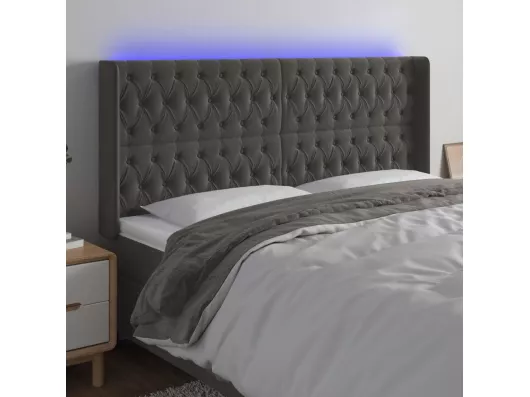 Kauf Unique LED Kopfteil Dunkelgrau 203x16x118/128 cm Samt
