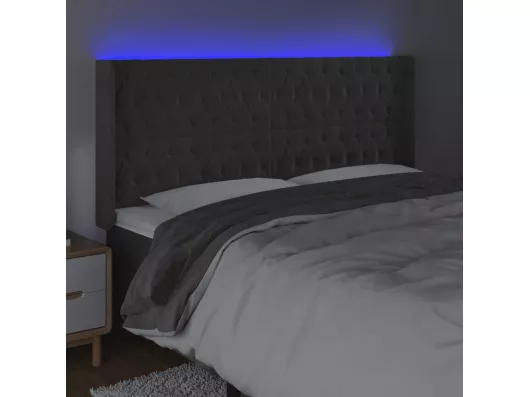 Kauf Unique LED Kopfteil Dunkelgrau 203x16x118/128 cm Samt Online