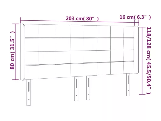 Kauf Unique LED Kopfteil Schwarz 203x16x118/128 cm Stoff Outlet
