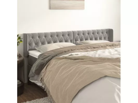 Kauf Unique Kopfteil mit Ohren Hellgrau 203x16x78/88 cm Samt