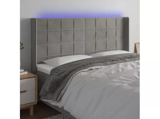 Kauf Unique LED Kopfteil Hellgrau 203x16x118/128 cm Samt Hotsell