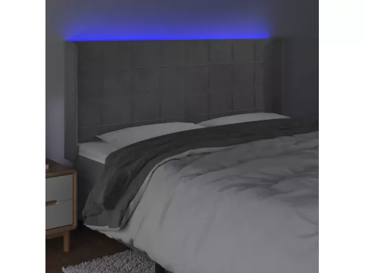 Kauf Unique LED Kopfteil Hellgrau 203x16x118/128 cm Samt Hotsell