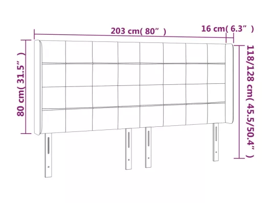 Kauf Unique LED Kopfteil Hellgrau 203x16x118/128 cm Samt Hotsell