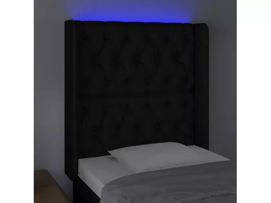 Kauf Unique LED Kopfteil Schwarz 83x16x118/128 cm Stoff Schlussverkauf