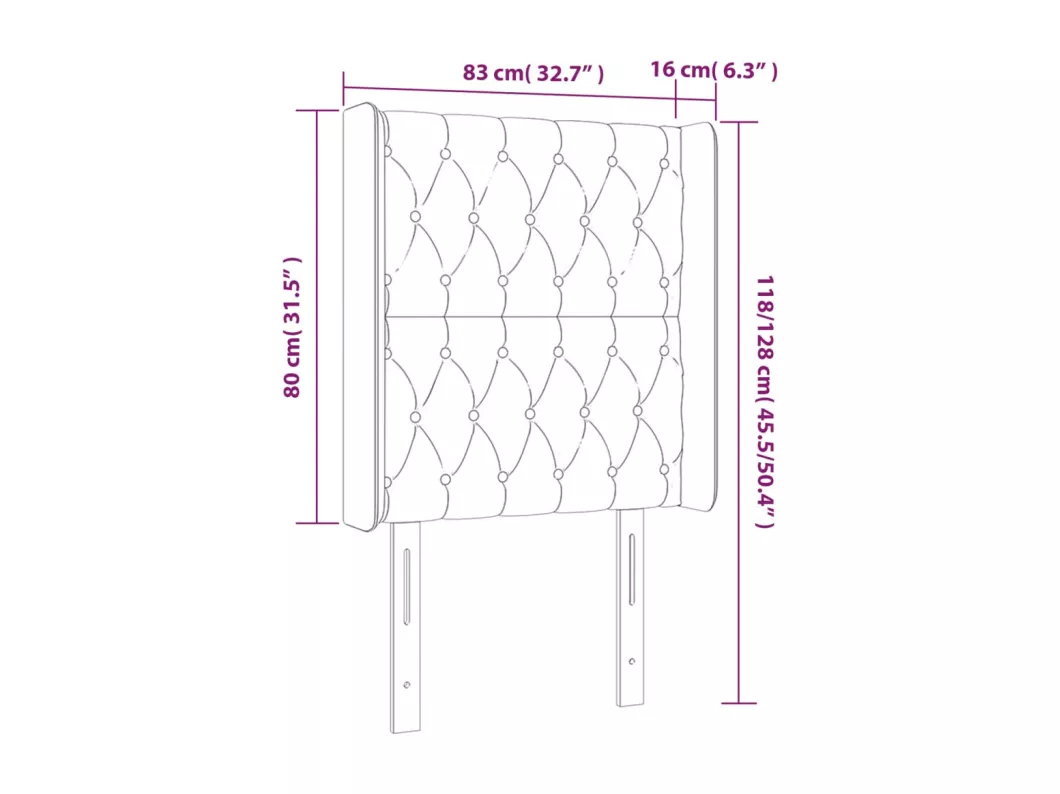 Kauf Unique LED Kopfteil Schwarz 83x16x118/128 cm Stoff Schlussverkauf